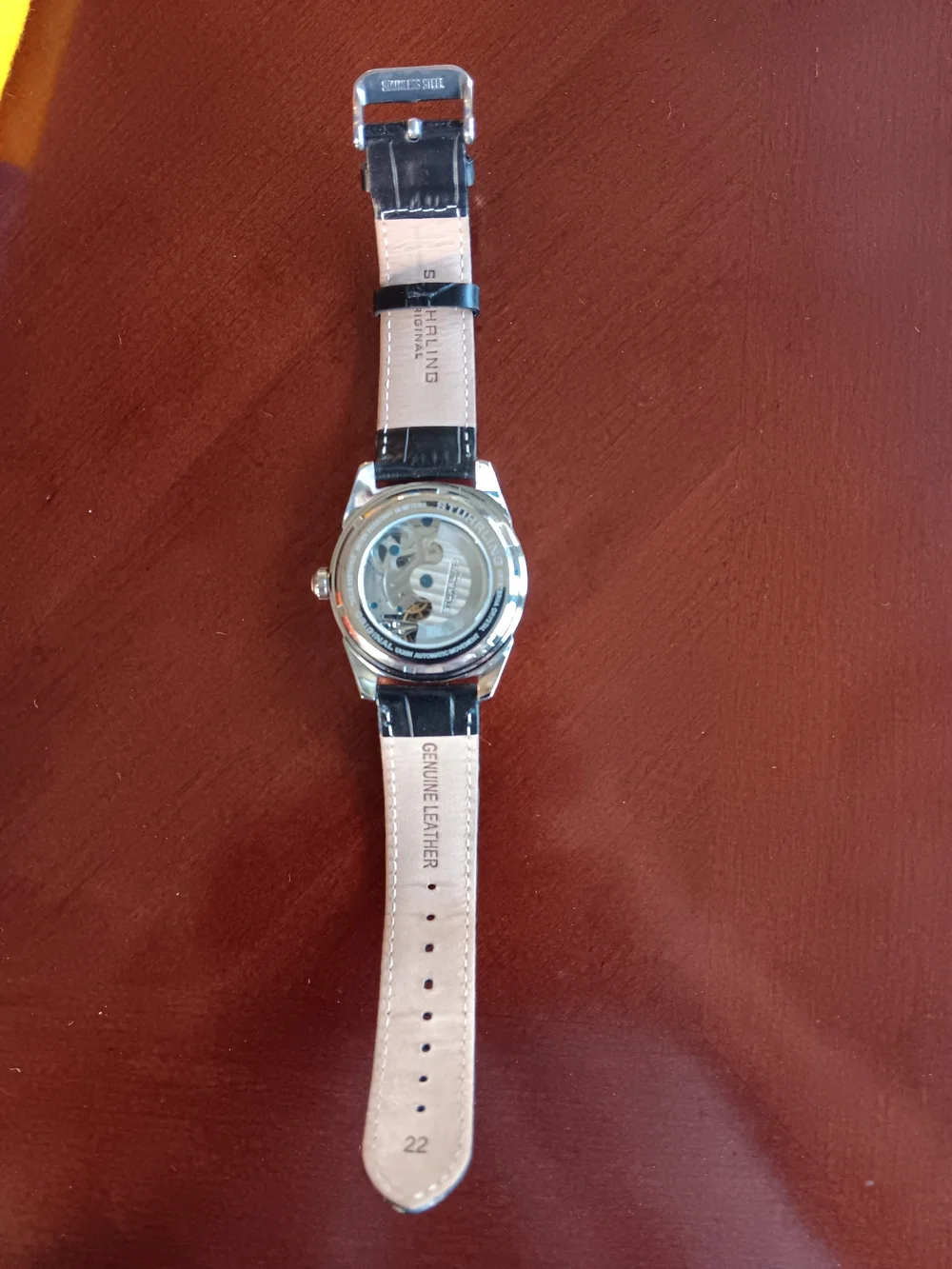 Stuhrling Original Men's Automatic Silver Dial Watch with Black Leather Strap